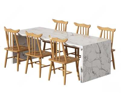 现代餐桌椅组合3D模型下载